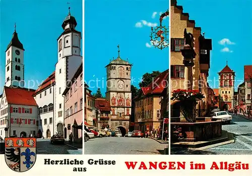 AK / Ansichtskarte Wangen_Allgaeu Rathaus und St Martinskirche Ravensburger und Lindauer Tor Wangen Allgaeu