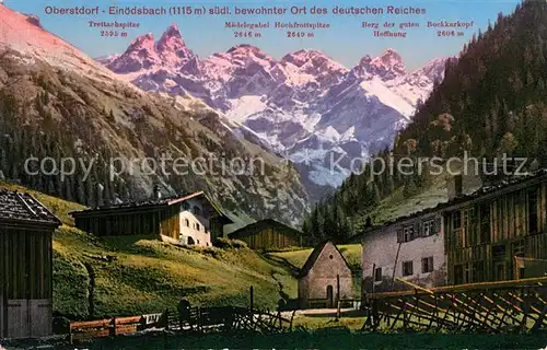 AK / Ansichtskarte Einoedsbach mit Trettachspitze Maedelegabel Hochfrottspitze Bockkarkopf Einoedsbach