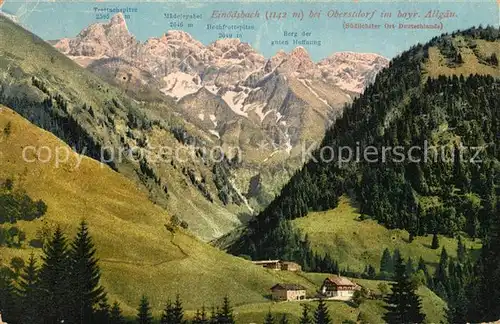 AK / Ansichtskarte Einoedsbach mit Trettachspitze Maedelegabel Hochfrottspitze  Einoedsbach