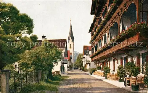 AK / Ansichtskarte Oberstdorf Kirchstrasse mit Loewen Dependance Oberstdorf