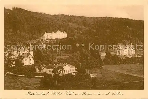 AK / Ansichtskarte Marienbad_Tschechien_Boehmen Hotel Schloss Miramonte mit Villen Marienbad_Tschechien