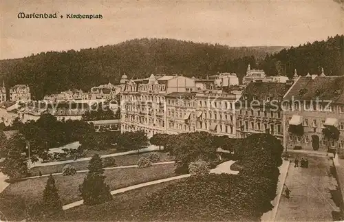 AK / Ansichtskarte Marienbad_Tschechien_Boehmen Kirchenplatz Marienbad_Tschechien