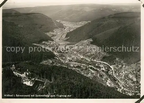AK / Ansichtskarte Wildbad_Schwarzwald Fliegeraufnahme mit Sommerberg Wildbad_Schwarzwald