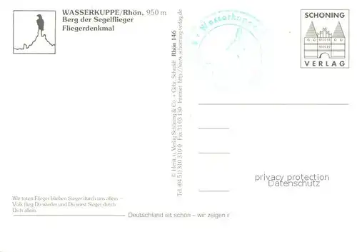 AK / Ansichtskarte Segelflug Wasserkuppe Rhoen Fliegerdenkmal  Segelflug