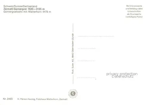 AK / Ansichtskarte Gornergratbahn Zermatt Matterhorn  Gornergratbahn