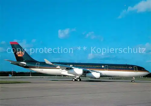 AK / Ansichtskarte Flugzeuge_Zivil Hashemite Kingdom of Jordan A340 211 JY ABH c n 009 Flugzeuge Zivil
