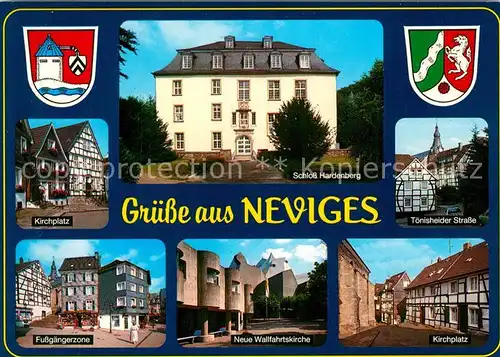 AK / Ansichtskarte Neviges_Velbert Fachwerk Kirchplatz Toenisheider Strasse Wallfahrtskirche Schloss Hardenberg Neviges Velbert