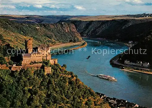 AK / Ansichtskarte St_Goarshausen Fliegeraufnahme mit Burg Katz und Loreley St_Goarshausen