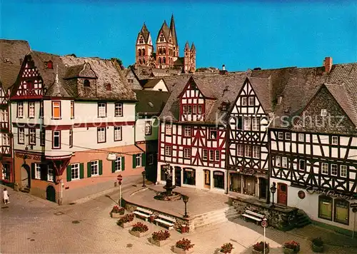 AK / Ansichtskarte Limburg_Lahn Ploetze Fachwerk mit Dom Limburg_Lahn