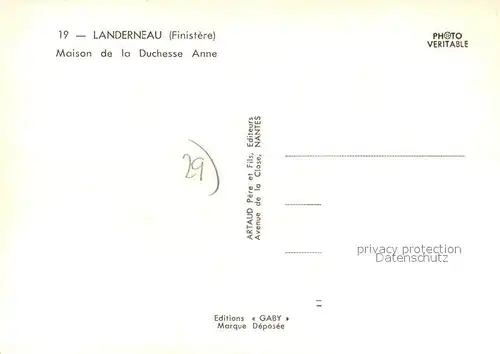 AK / Ansichtskarte Landerneau Maison de la Duchesse Anne Landerneau