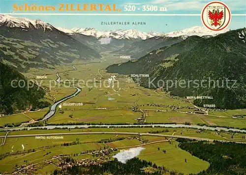 AK / Ansichtskarte Zillertal_Tirol Fliegeraufnahme Panorama Zillertal_Tirol