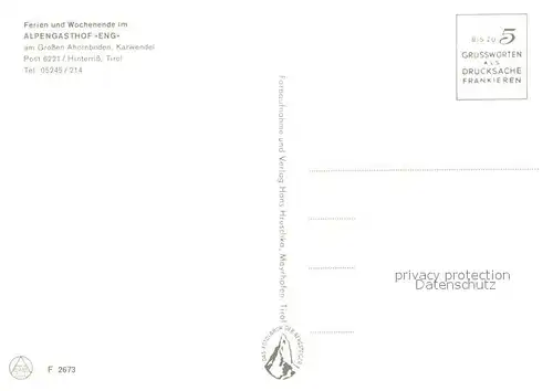 AK / Ansichtskarte Hinterriss_Tirol Alpengasthof Eng Hinterriss Tirol