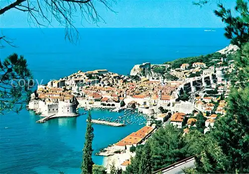 AK / Ansichtskarte Dubrovnik_Ragusa Panorama Blick auf Hafen und Altstadt Dubrovnik Ragusa