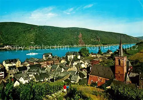 AK / Ansichtskarte Assmannshausen Ortsansicht mit Kirche Rhein Assmannshausen