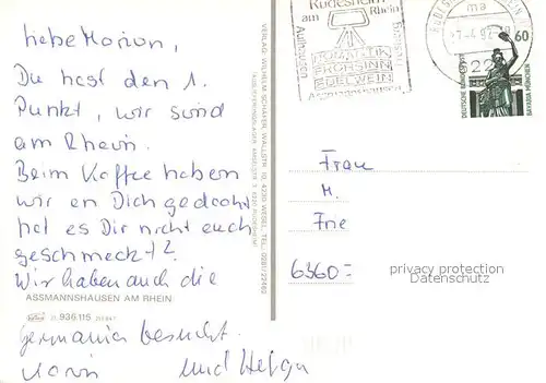 AK / Ansichtskarte Assmannshausen Ortsansicht mit Kirche Rhein Assmannshausen