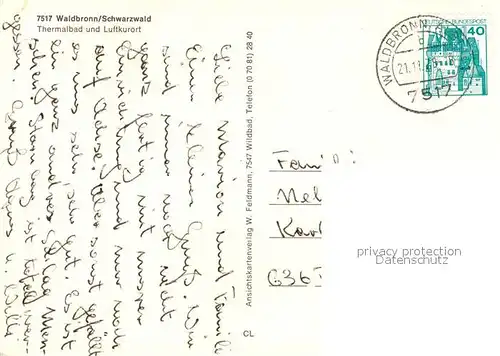 AK / Ansichtskarte Waldbronn_Albtal Thermalbad Luftkurort Schwarzwald Fliegeraufnahme Schwanenteich Hauptstrasse Waldbronn Albtal