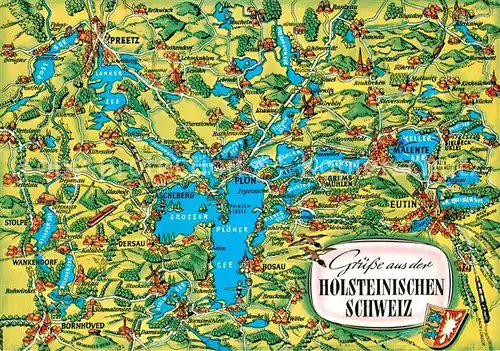 AK / Ansichtskarte Ploen_See Naturpark Holsteinische Schweiz Landkarte Ploen_See