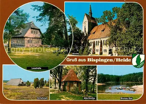 AK / Ansichtskarte Bispingen Lesehalle Kirche Schafstall Alte Kirche Brunausee Bispingen