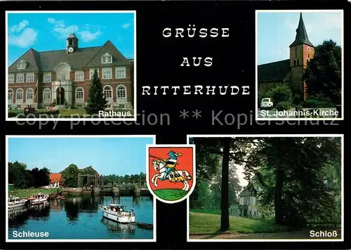 AK / Ansichtskarte Ritterhude Rathaus Kirche Schloss Schleuse Ritterhude