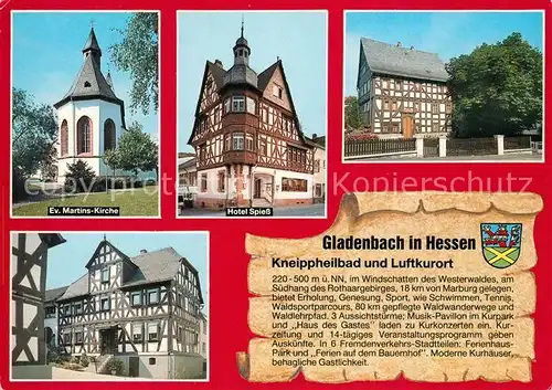AK / Ansichtskarte Gladenbach Kirche Hotel Spiess Fachwerkhaus Altstadt Gladenbach