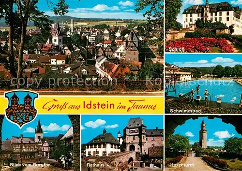 AK / Ansichtskarte Idstein Stadtpanorama Schloss Schwimmbad Hexenturm Rathaus Burgtor Altstadt Idstein