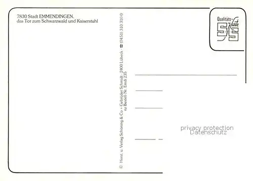 AK / Ansichtskarte Emmendingen Tor zu Schwarzwald und Kaiserstuhl Fliegeraufnahme Torbogen Platz Fontaene Innenstadt Emmendingen