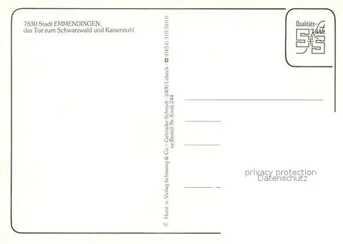 AK / Ansichtskarte Emmendingen Brunnen Marktplatz Innenstadt Torbogen Tor zu Schwarzwald und Kaiserstuhl Wappen Emmendingen