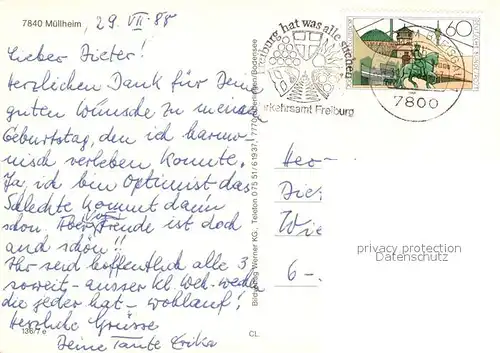 AK / Ansichtskarte Muellheim_Baden Innenstadt Kirche Brunnen Skulptur Statue Landschaftspanorama Muellheim_Baden