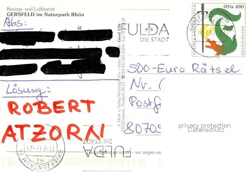 AK / Ansichtskarte Gersfeld_Rhoen Teilansicht Sanatorium Rathaus Marktplatz Hochwildschutzpark Gersfeld Rhoen