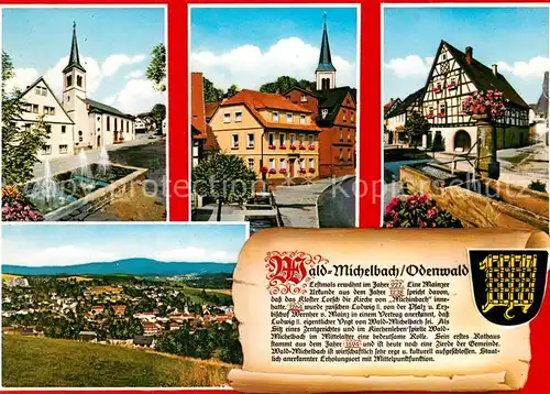 AK / Ansichtskarte Wald Michelbach Kirche Rathaus Brunnen Panorama  Wald Michelbach