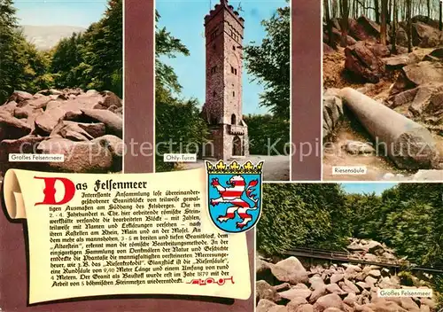 AK / Ansichtskarte Felsberg_Odenwald Grosses Felsenmeer Ohly Turm Riesensaeule  Felsberg Odenwald