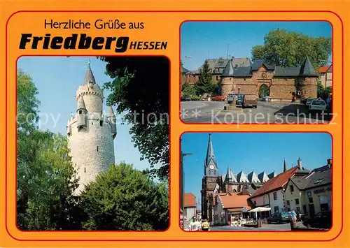 AK / Ansichtskarte Friedberg_Hessen Burgturm Schloss Teilansicht Friedberg Hessen
