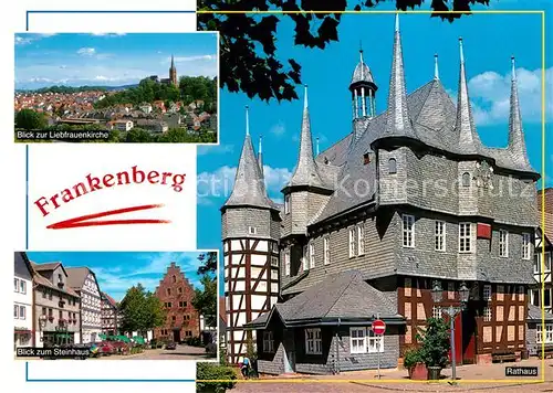 AK / Ansichtskarte Frankenberg_Eder Panorama Liebfrauenkirche Steinhaus Rathaus Frankenberg Eder