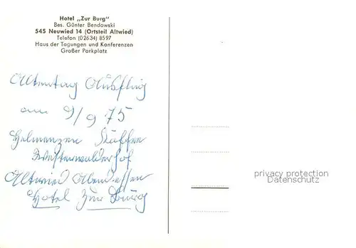 AK / Ansichtskarte Neuwied_Rhein Hotel Zur Burg Panorama Neuwied Rhein