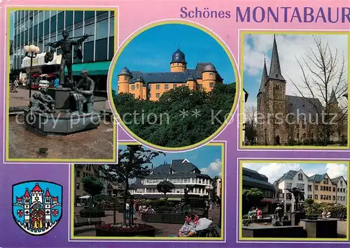 AK / Ansichtskarte Montabaur_Westerwald Brunnen Schloss Kirche Park Marktplatz Montabaur_Westerwald