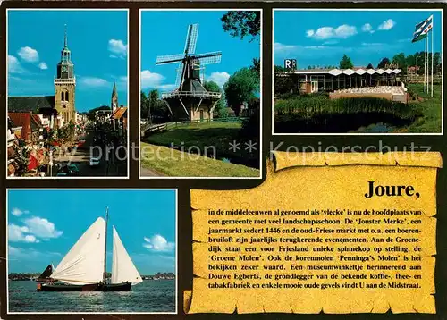 AK / Ansichtskarte Joure Kirche Muehle Segeboot Joure