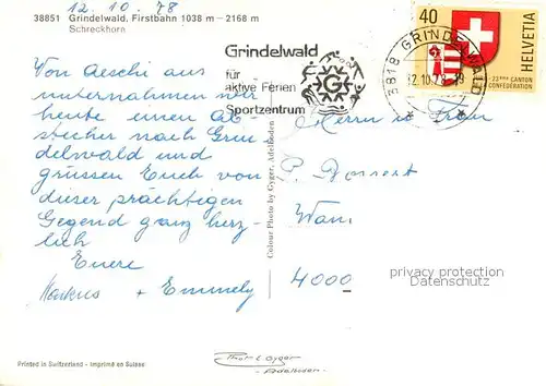 AK / Ansichtskarte Grindelwald Firstbahn Schreckhorn Grindelwald