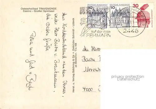 AK / Ansichtskarte Travemuende_Ostseebad Casino Grosser Speisesaal Travemuende_Ostseebad