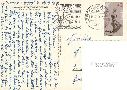 AK / Ansichtskarte Priwall_Travemuende Kurhotel Feyerabend Priwall Travemuende
