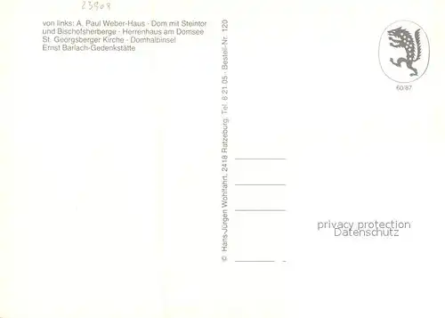 AK / Ansichtskarte Ratzeburg Paul Weber Haus Dom Steintor Bischofsherberge Herrenhaus  Ratzeburg