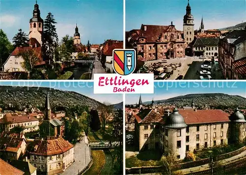 AK / Ansichtskarte Ettlingen Stadtansichten Kirche Rathaus Schloss Ettlingen