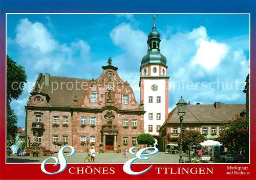 AK / Ansichtskarte Ettlingen Rathaus Turm Marktplatz Ettlingen