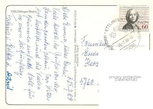 AK / Ansichtskarte Ettlingen Partie an der Alb Blumen Stadtpanorama Ettlingen