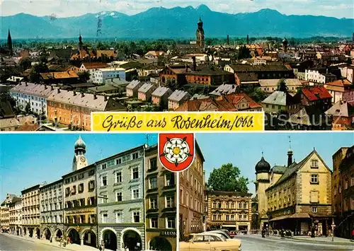AK / Ansichtskarte Rosenheim_Bayern Stadtbild mit Alpenpanorama Motive Innenstadt Rosenheim Bayern