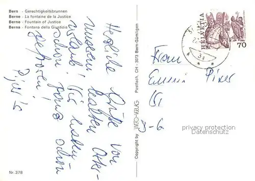 AK / Ansichtskarte Bern_BE Gerechtigkeitsbrunnen Bern_BE