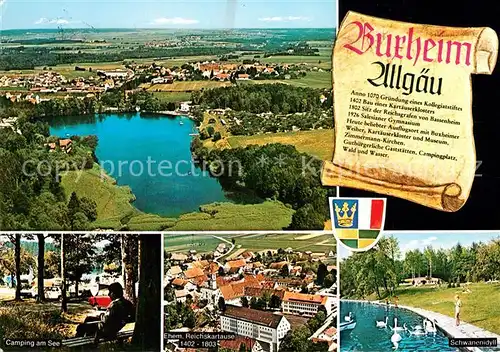 AK / Ansichtskarte Buxheim_Memmingen Camping am See Kartause Schwanenidyll Chronik Fliegeraufnahme Buxheim Memmingen