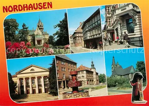 AK / Ansichtskarte Nordhausen_Thueringen Meyenburg Museum Fachwerkhaeuser Stadtcafe Theater Rathaus Nordhausen Thueringen