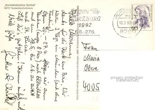 AK / Ansichtskarte Tauberbischofsheim Kurmainzisches Schloss Fachwerk Tauberbischofsheim