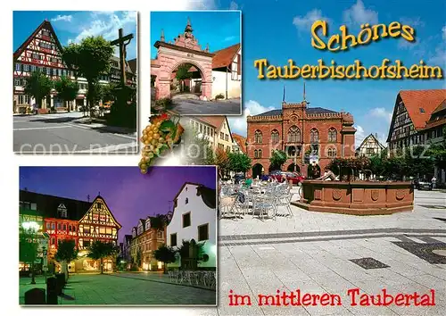 AK / Ansichtskarte Tauberbischofsheim Marktplatz Fachwerk Stadttor Tauberbischofsheim