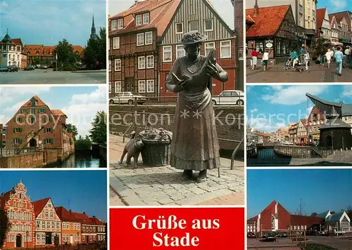 AK / Ansichtskarte Stade_Niederelbe Skulptur Partie am Fluss  Stade Niederelbe